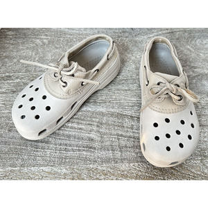 Crocs Islander Pit Crew Leather Croslite Boat Unisex Shoes Clogs Size W6 / M4